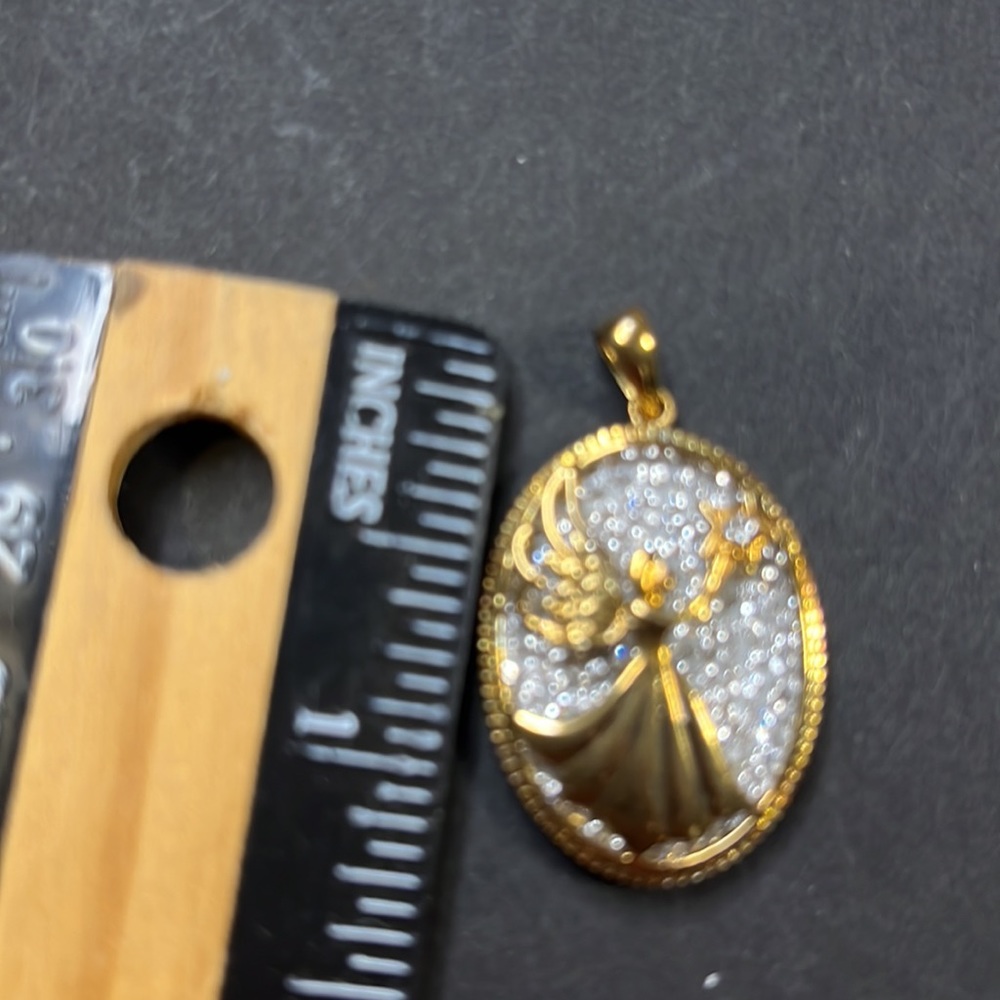 Sterling vermeil angel love pendant marked - Picture 4 of 4